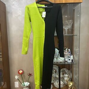 Two-Tone Black and Green Women's Dress